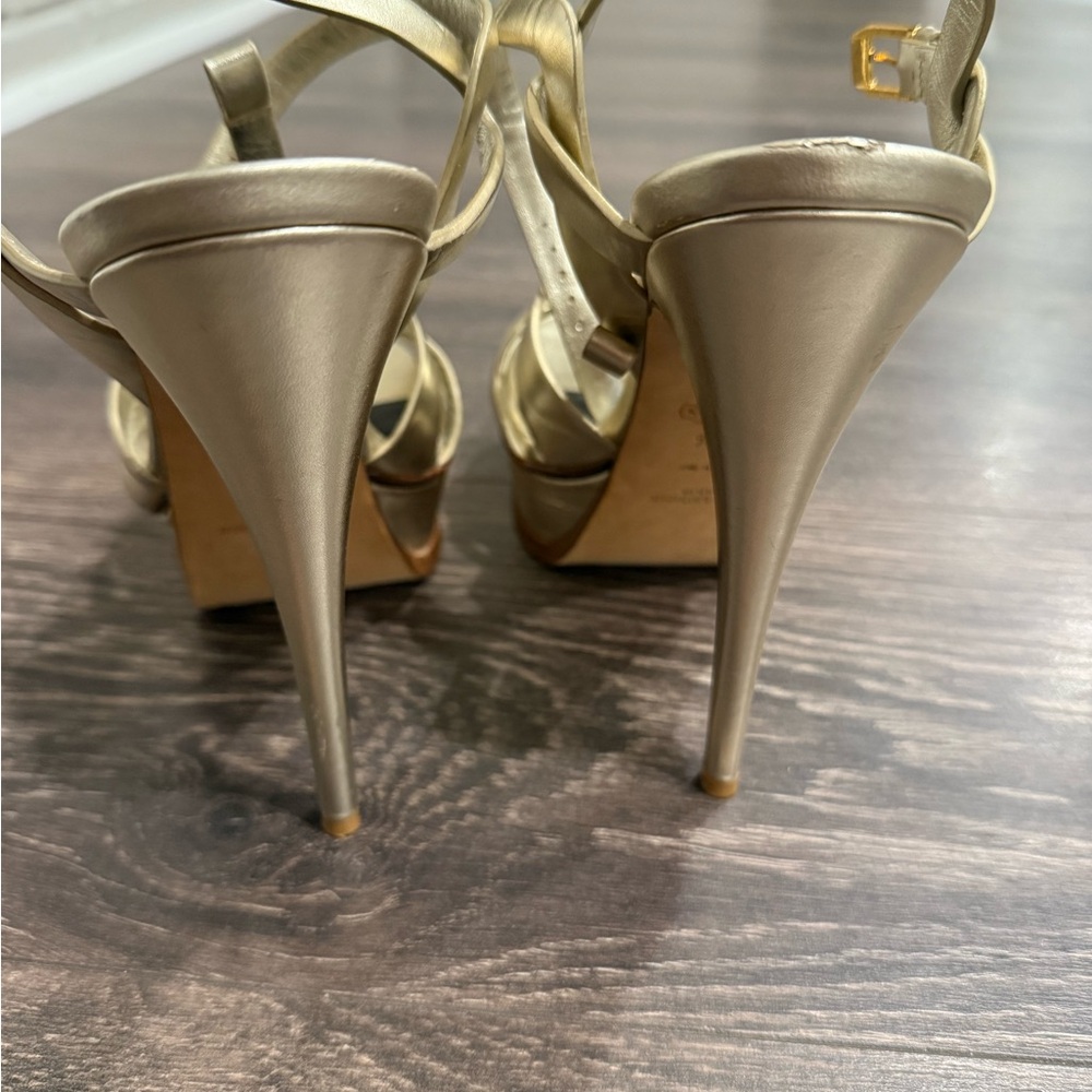 Yves Saint Laurent Metallic Gold Heels - Picture 3 of 6